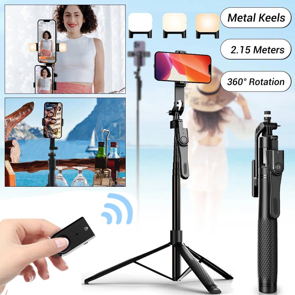 360° Rotating Selfie Stick Tripod with Pan-Tilt Phone Holder