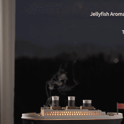 Jellyfish Ship-Shaped Air Humidifier LED Aroma Diffuser for Bedroom