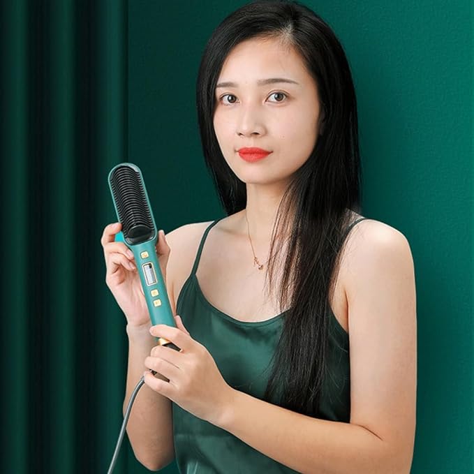 Hair Straightener Comb 2-in-1 Straightening Brush for Smooth