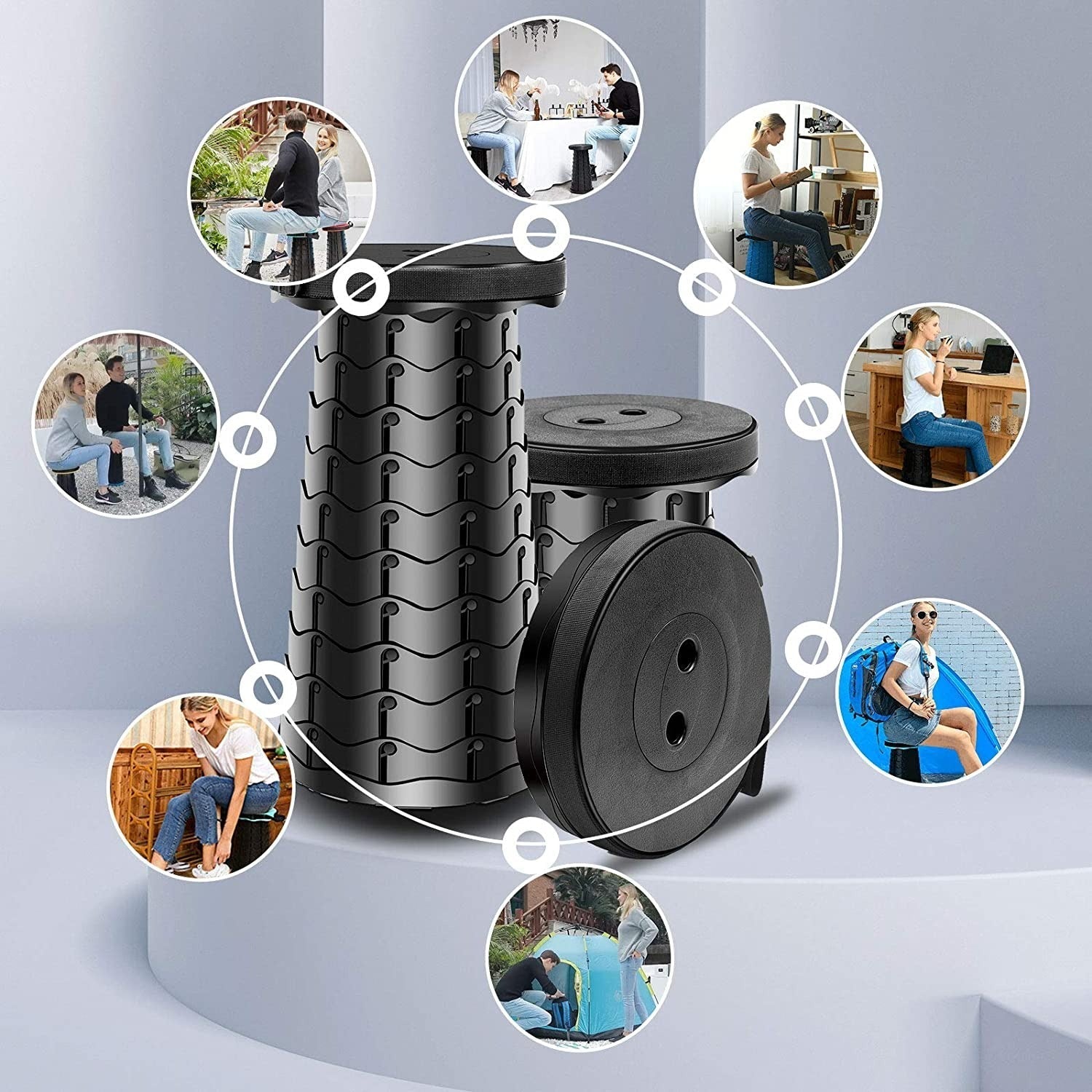 Retractable Folding Stool Lightweight Seat for Travel