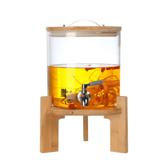 Glass Water Dispenser with Natural Wooden Stand