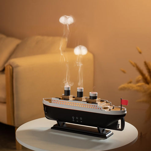 Jellyfish Ship-Shaped Air Humidifier LED Aroma Diffuser for Bedroom