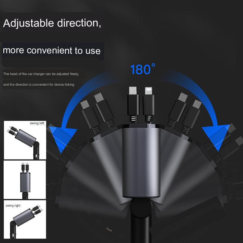 4-in-1 Retractable Charging Cable – Fast Multi-Device USB Charger for iPhone, Android, Type-C & Micro USB